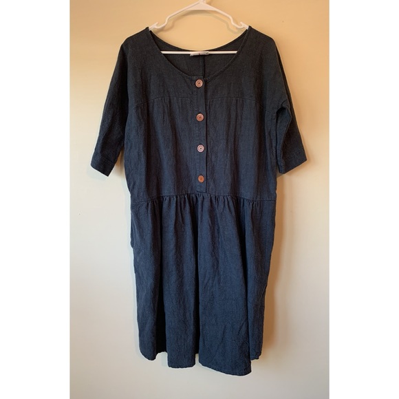 Obus heavy linen Augusta button down smock dress - Picture 2 of 6